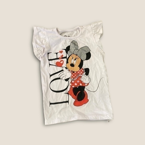 Disney Minnie Mouse Short Sleeve Tee Off White 4T - Picture 1 of 2